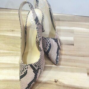 Vince Camuto Snake Skin Tan Black Women's 4" Heels Size 7